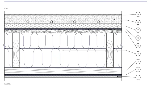 CAD detail ISO-PLA-01: Dřevěný mezipatrový strop