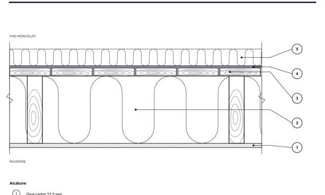 CAD detail ISO-POD-02: Půdní strop na dřevěných trámech