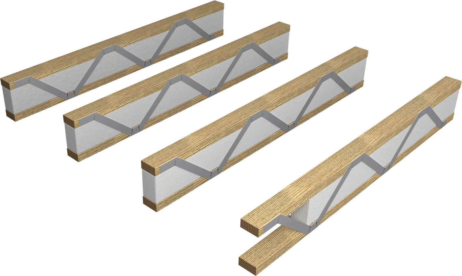 Stropní konstrukce s nosníky Posi Joist vyplněnými Wolle